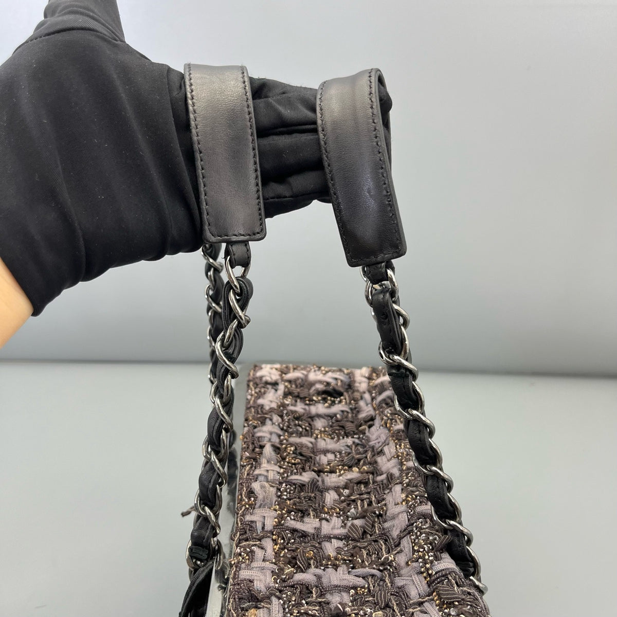 Chanel - Kiss-lock Box Bag - Tweed - Purple - (small)