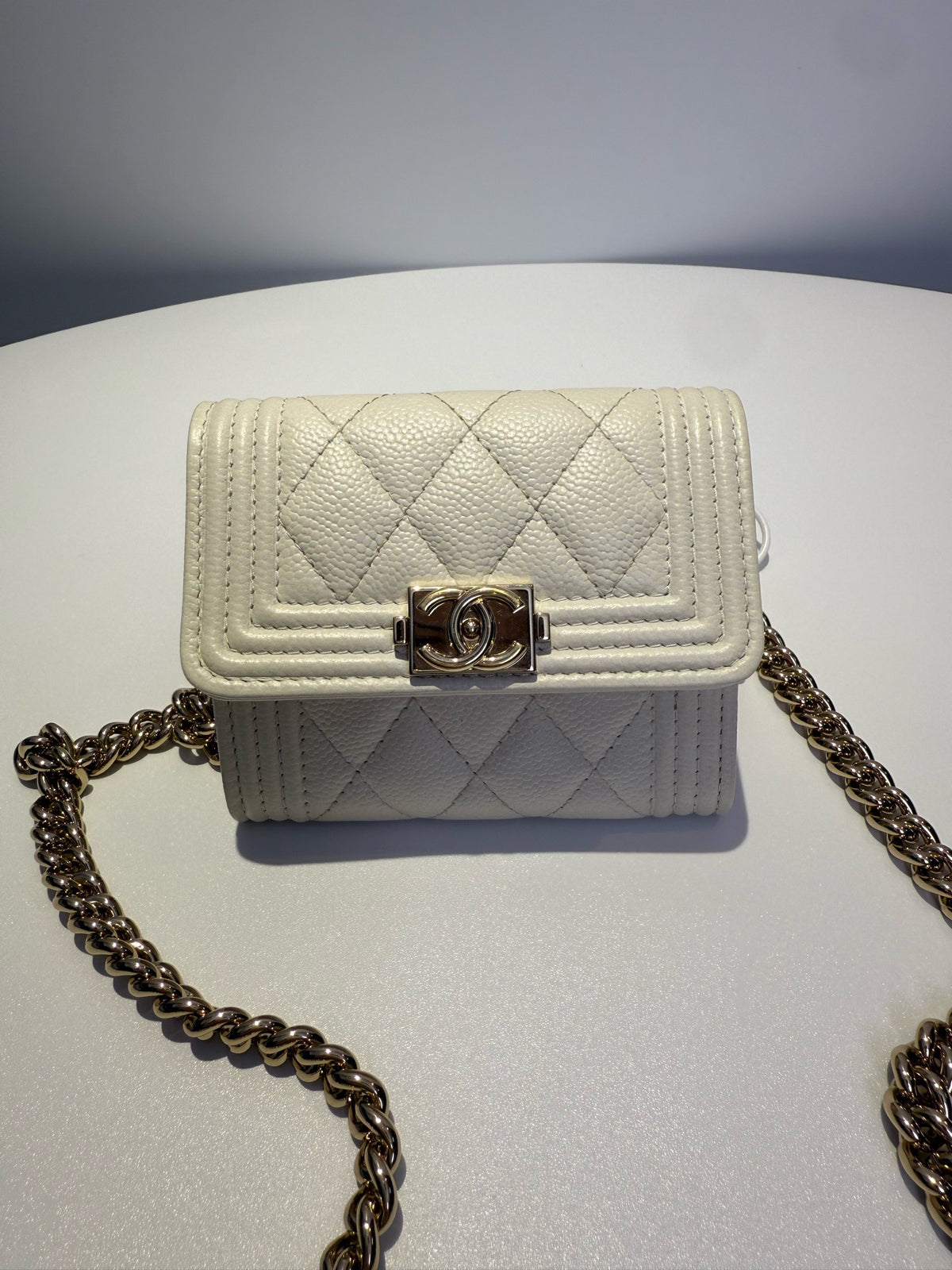 Chanel - Le Boy Coin Purse - Leather - White - (mini)