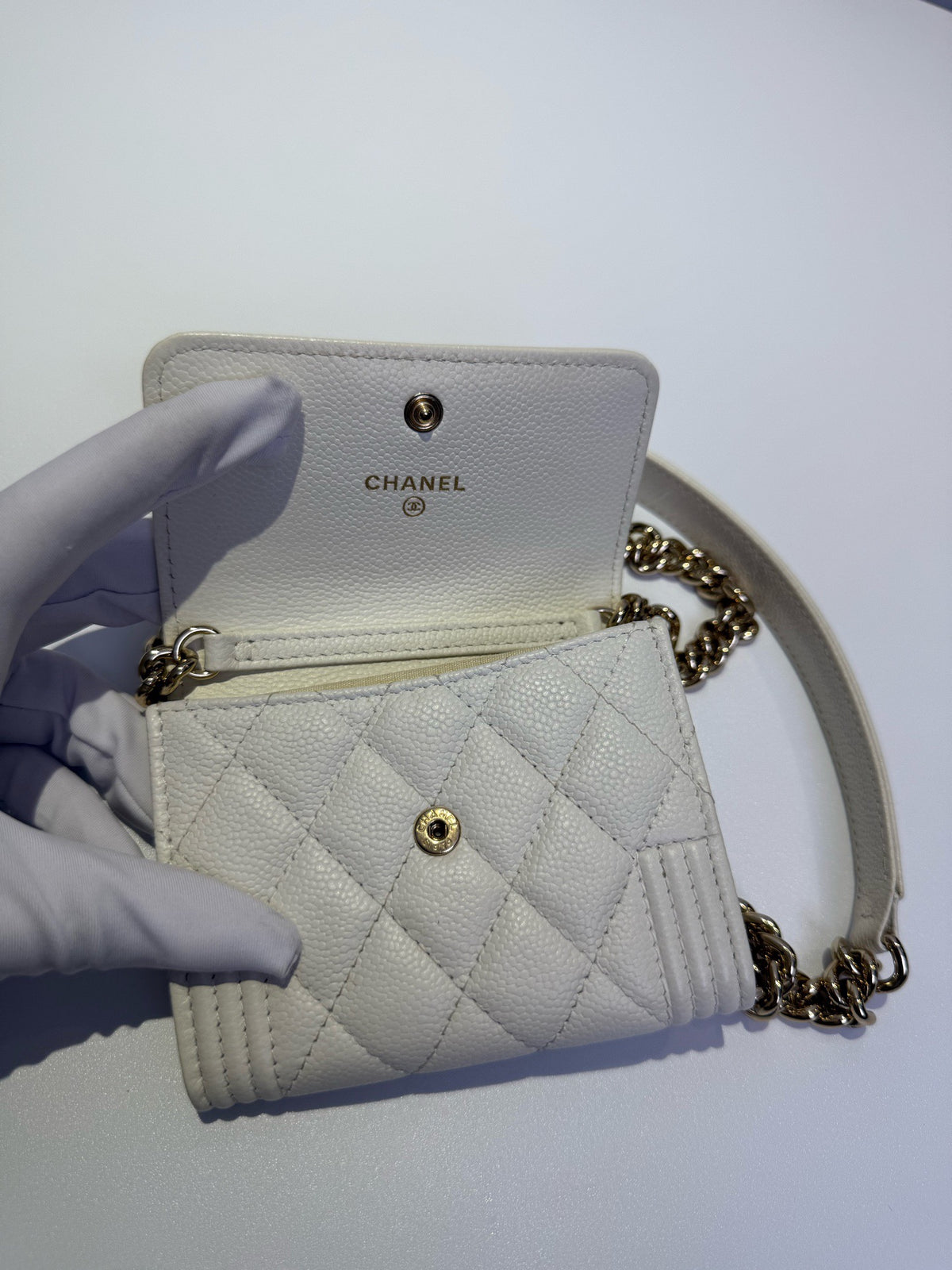 Chanel - Le Boy Coin Purse - Leather - White - (mini)