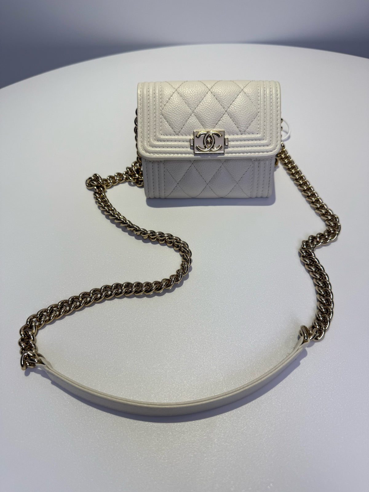 Chanel - Le Boy Coin Purse - Leather - White - (mini)