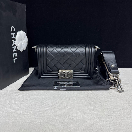 Chanel - Le Boy - Leather - Black with Silver-Tone Hardware - (Small)