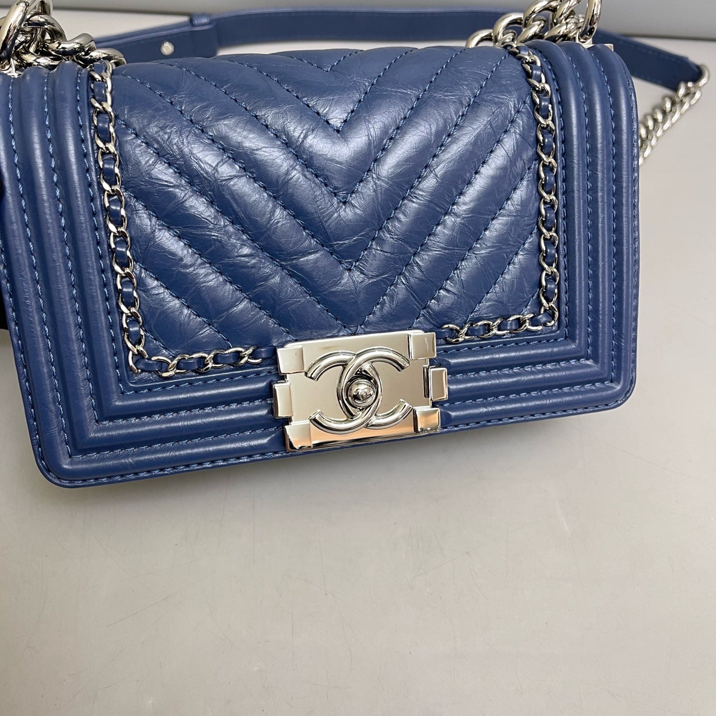 Chanel - Le Boy - Leather - Blue - (Small)