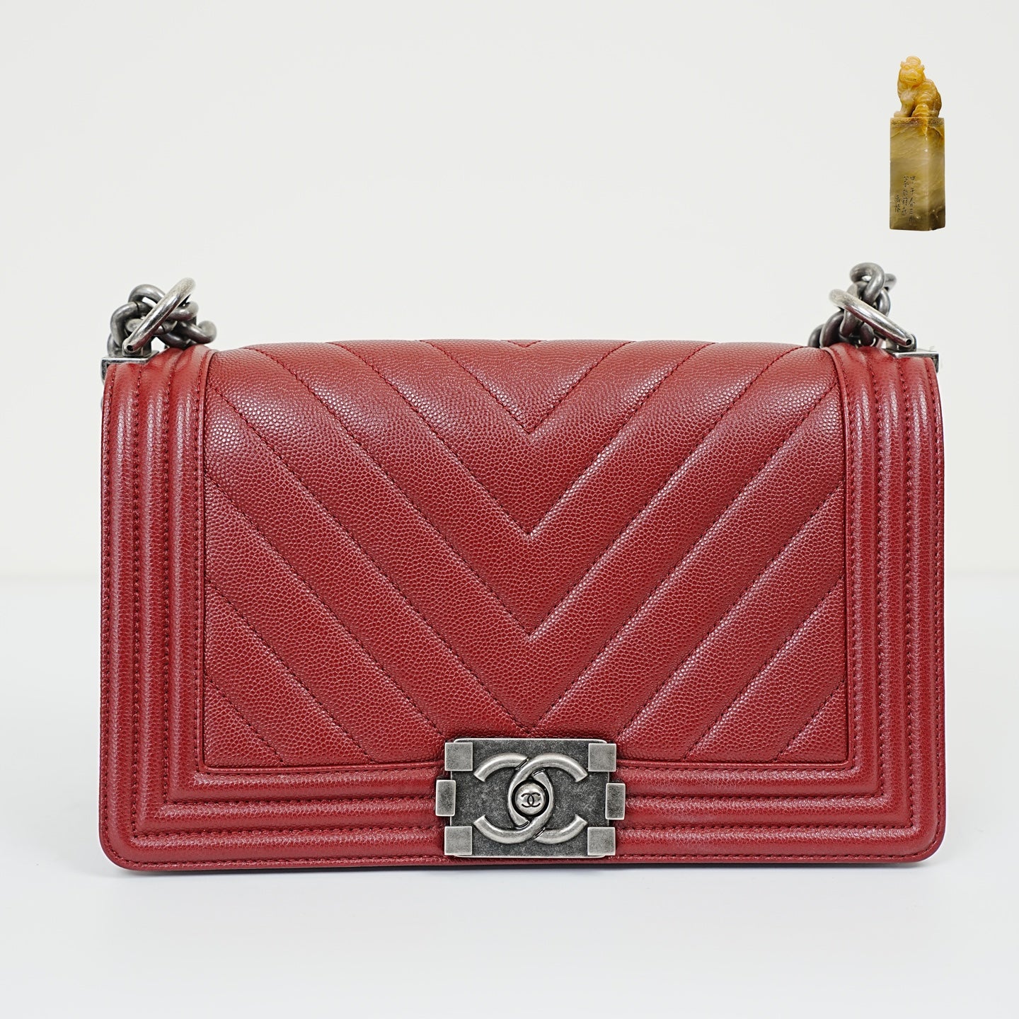 Chanel - Le Boy - Leather - Burgundy - (Medium)