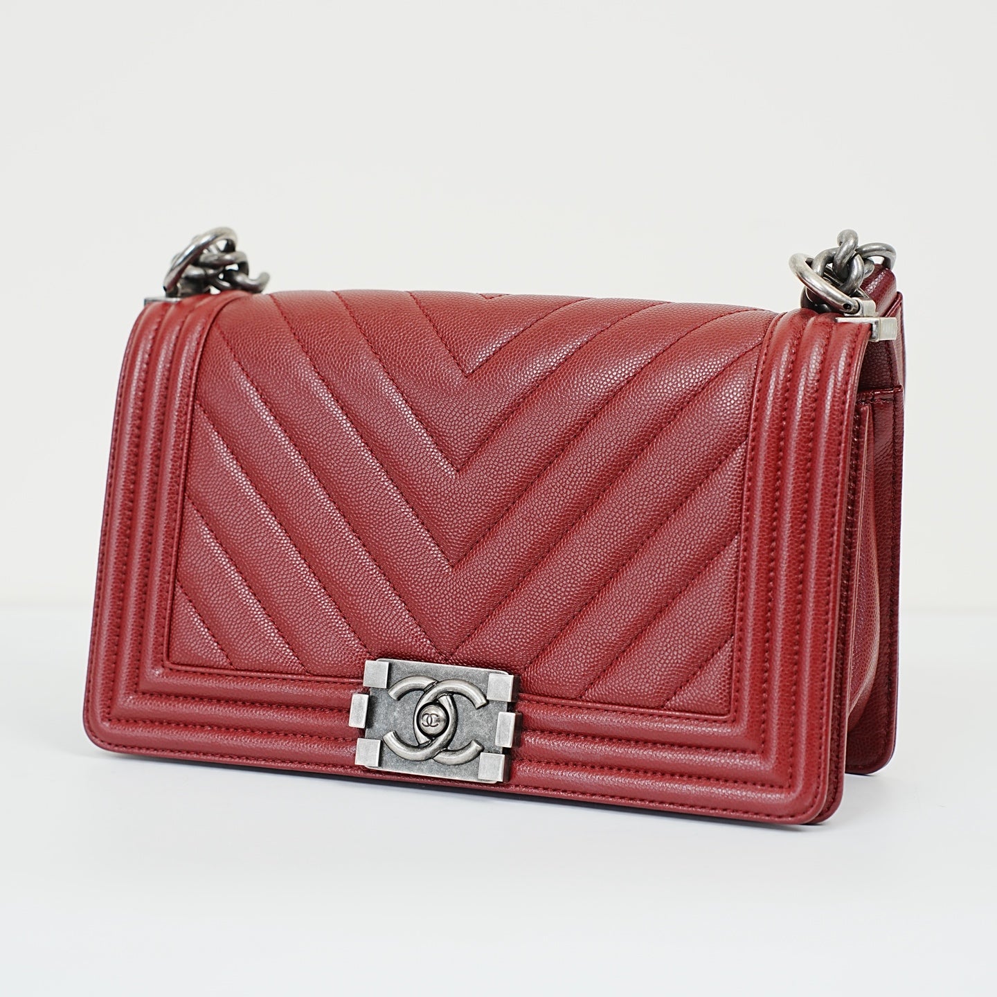 Chanel - Le Boy - Leather - Burgundy - (Medium)