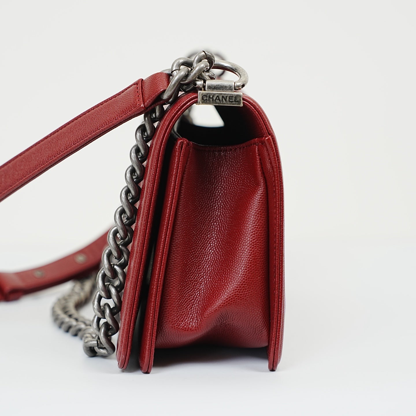 Chanel - Le Boy - Leather - Burgundy - (Medium)