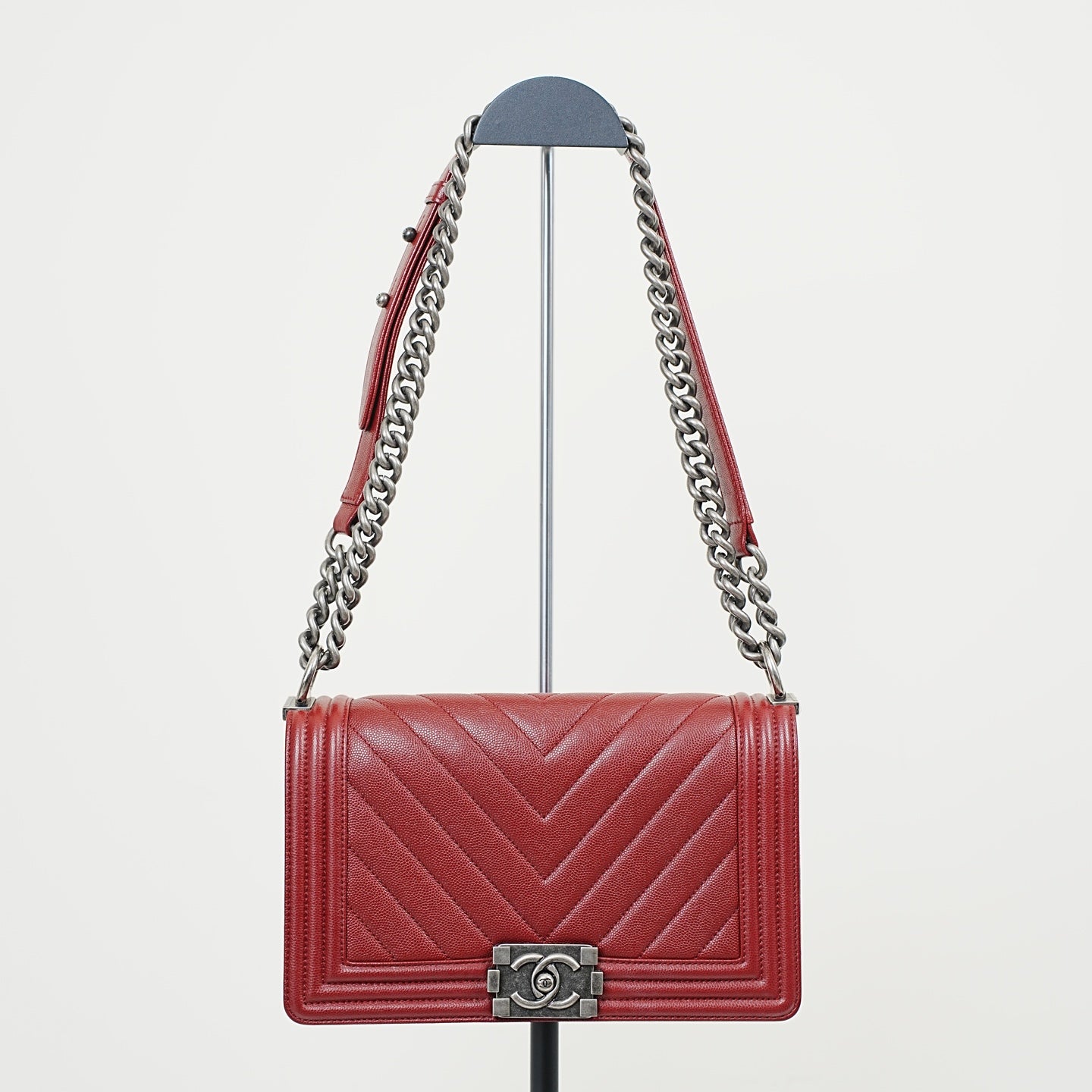 Chanel - Le Boy - Leather - Burgundy - (Medium)