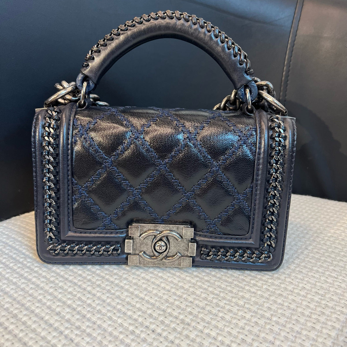 Chanel - Le Boy - Leather - Navy - (Small)