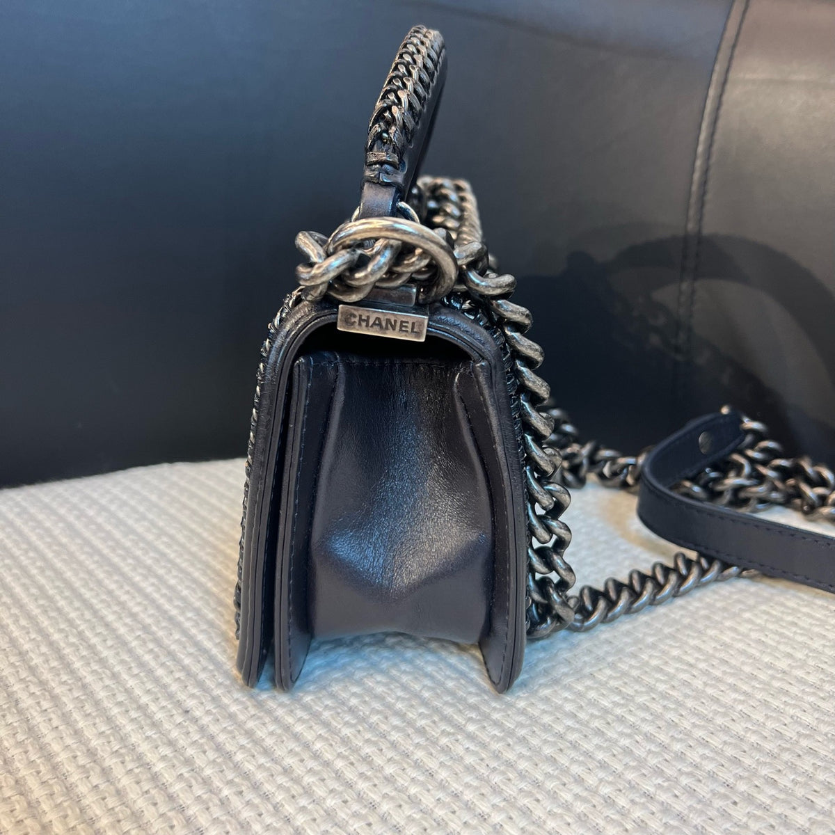 Chanel - Le Boy - Leather - Navy - (Small)