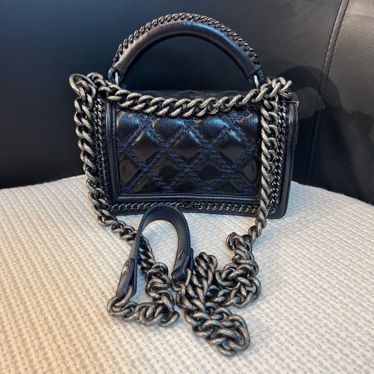 Chanel - Le Boy - Leather - Navy - (Small)