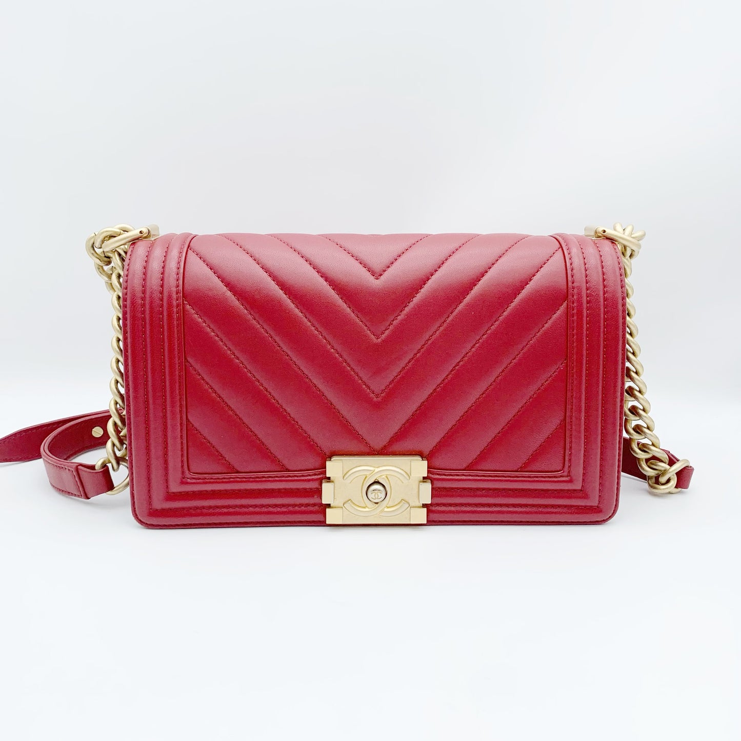 Chanel - Le Boy - Leather - Red - (medium)