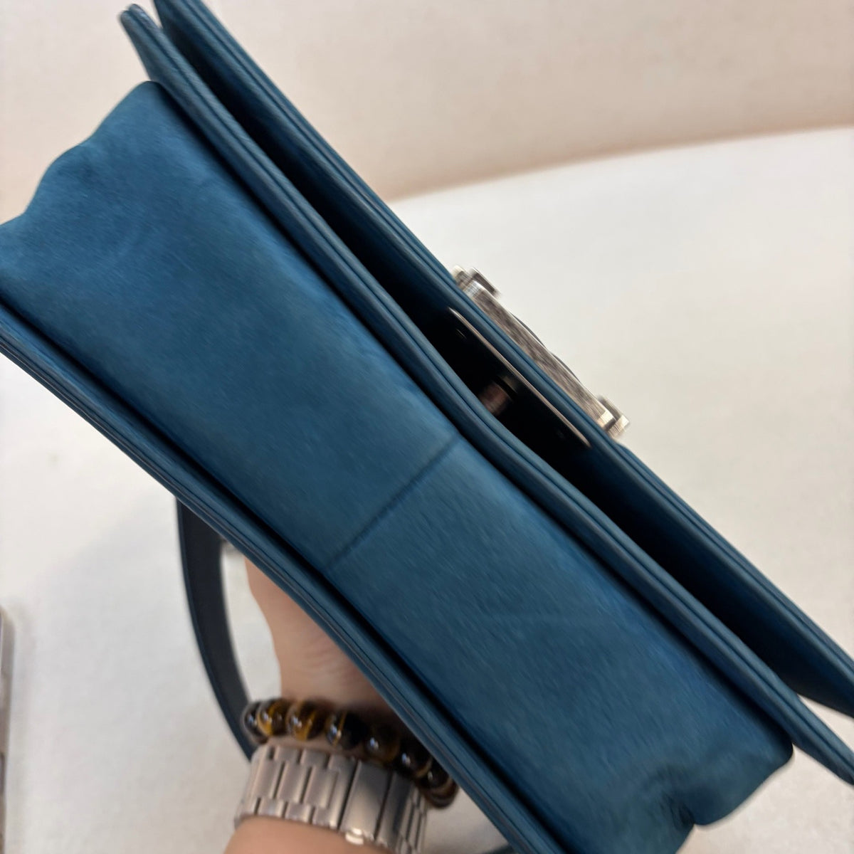 Chanel - Le Boy Medium - Velvet - Blue - (medium)