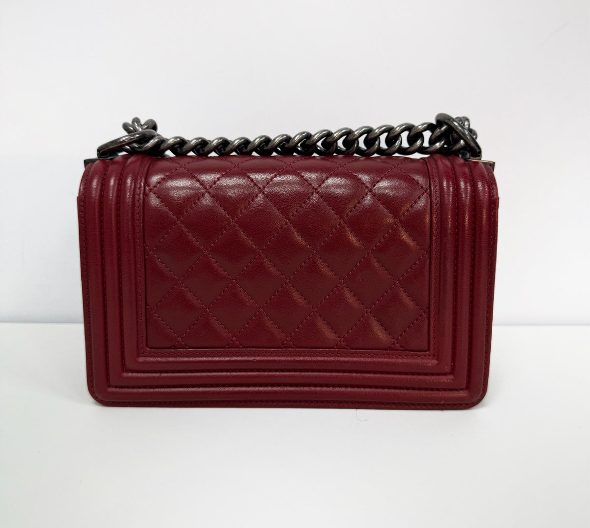 Chanel - Le Boy Small - Leather - Burgundy - (small)