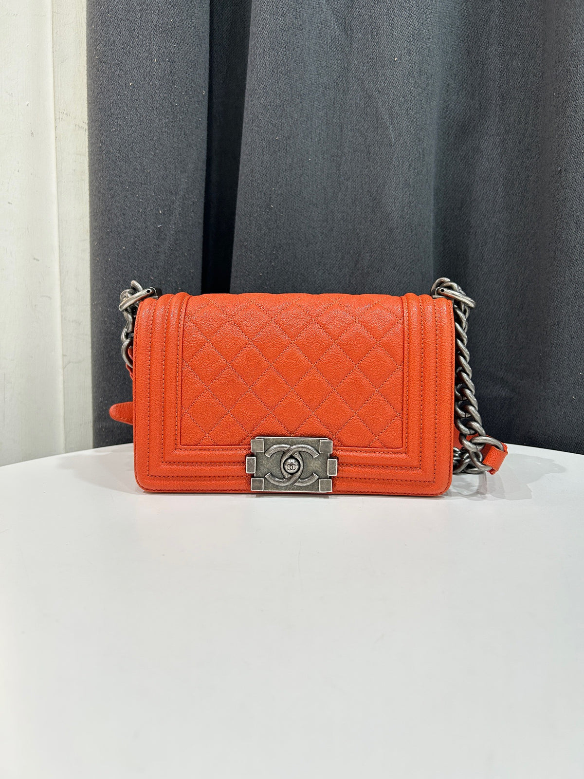 Chanel - Le Boy Small - Leather - Orange - (Small)