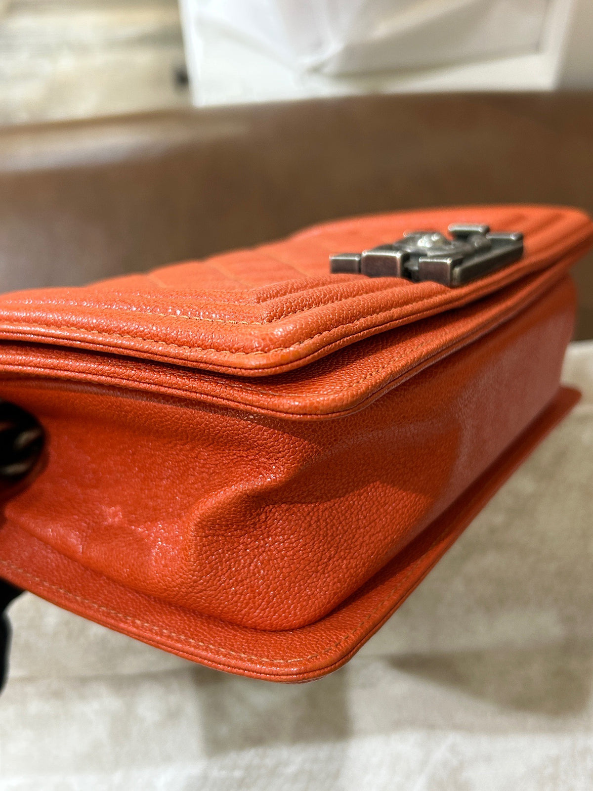Chanel - Le Boy Small - Leather - Orange - (Small)