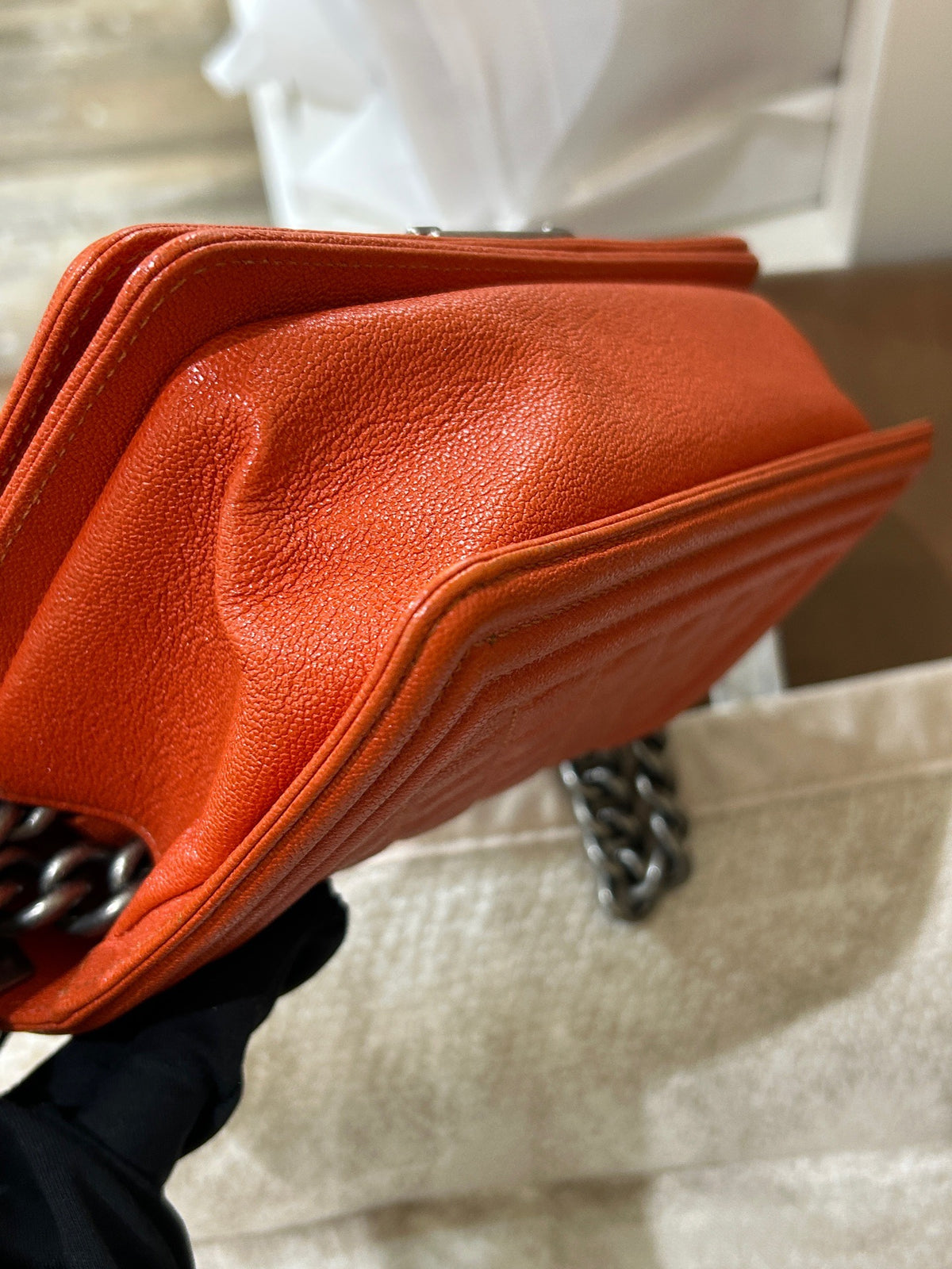 Chanel - Le Boy Small - Leather - Orange - (Small)