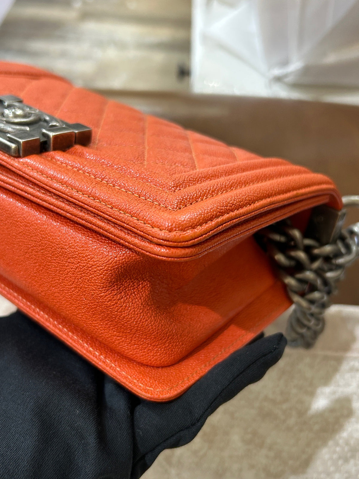 Chanel - Le Boy Small - Leather - Orange - (Small)