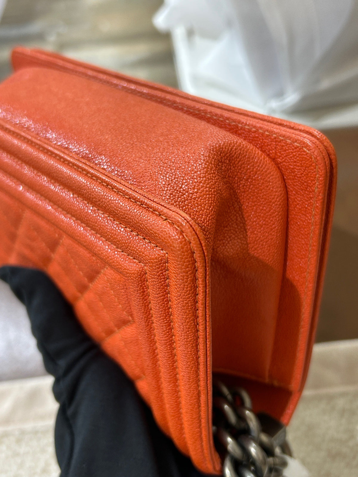 Chanel - Le Boy Small - Leather - Orange - (Small)