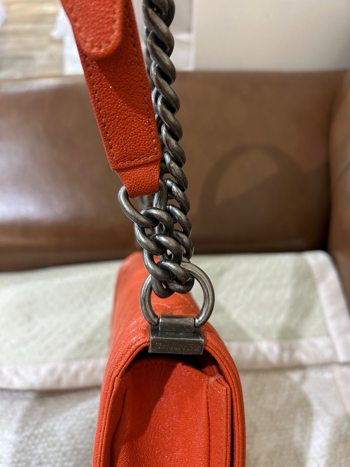 Chanel - Le Boy Small - Leather - Orange - (Small)