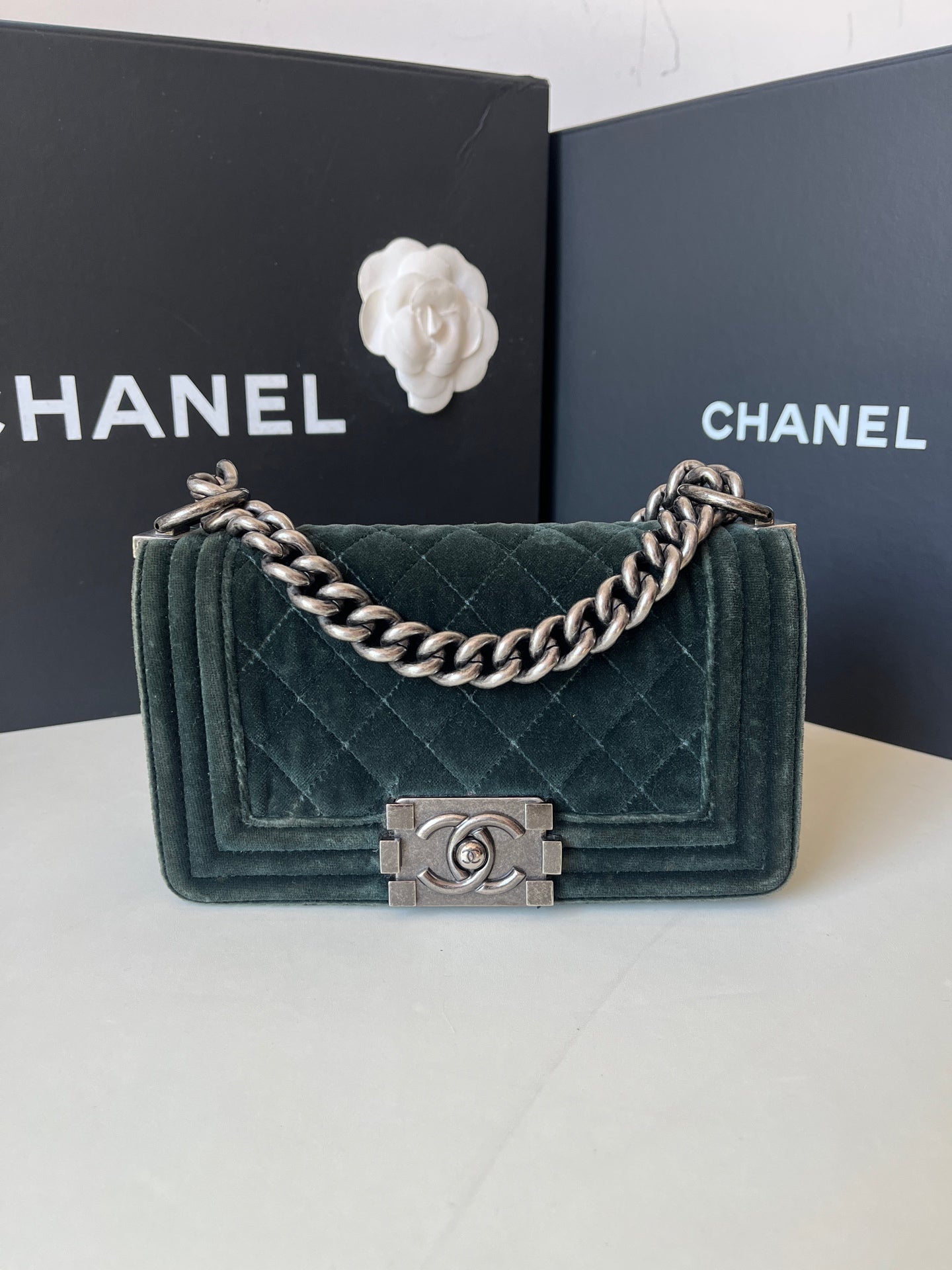 Chanel - Le Boy - Velvet - Green - (Small)