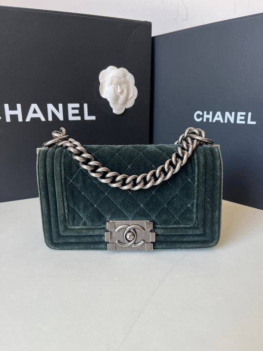Chanel - Le Boy - Velvet - Green - (Small)