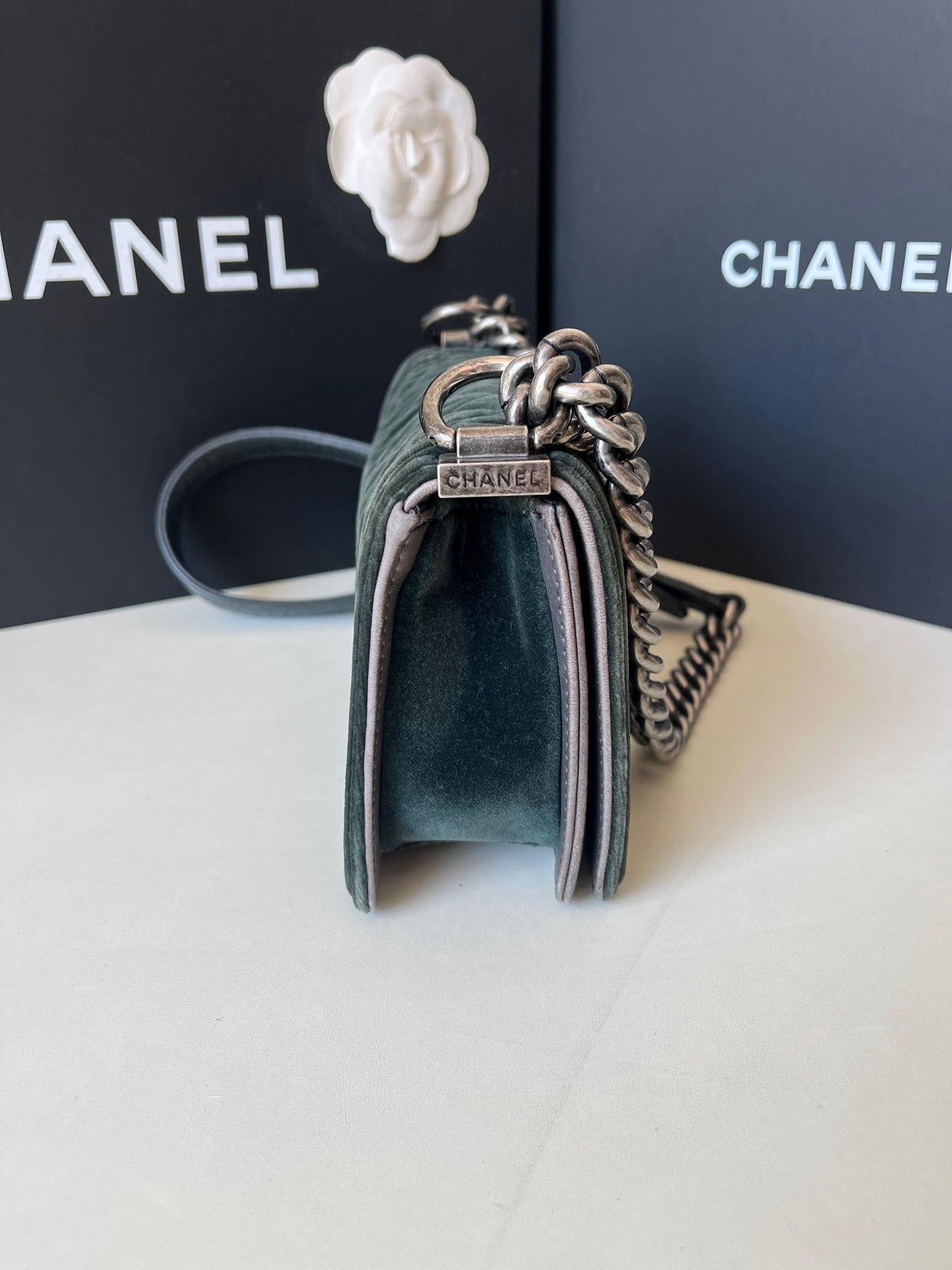 Chanel - Le Boy - Velvet - Green - (Small)