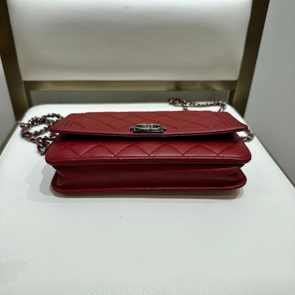Chanel - Le Boy Wallet on Chain - Leather - Red - (small)