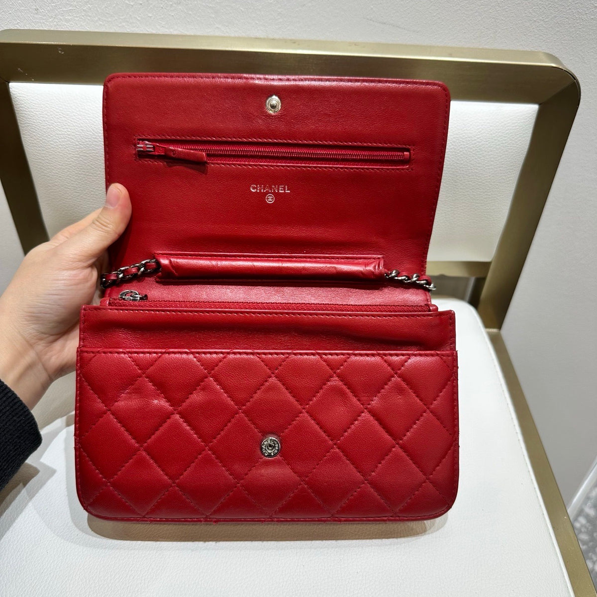 Chanel - Le Boy Wallet on Chain - Leather - Red - (small)