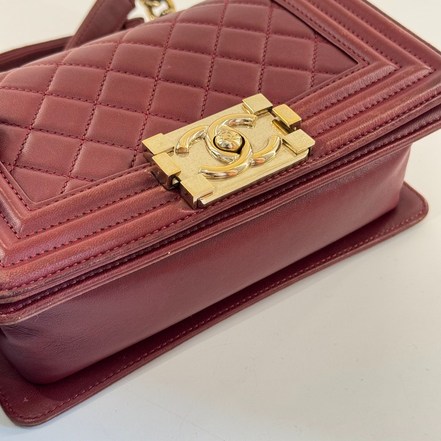 Chanel leboy Leather Burgundy - view 12