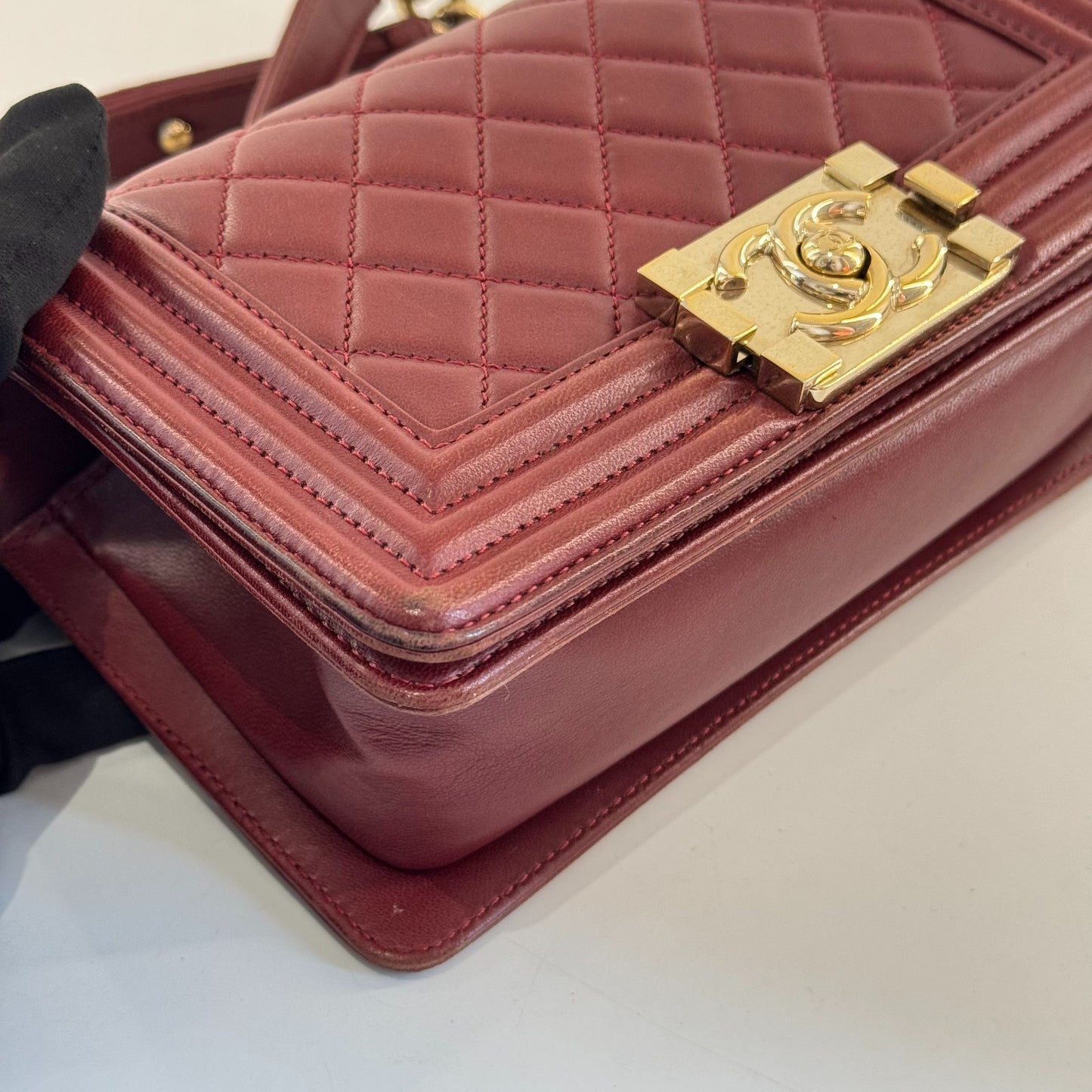 Chanel leboy Leather Burgundy - view 3