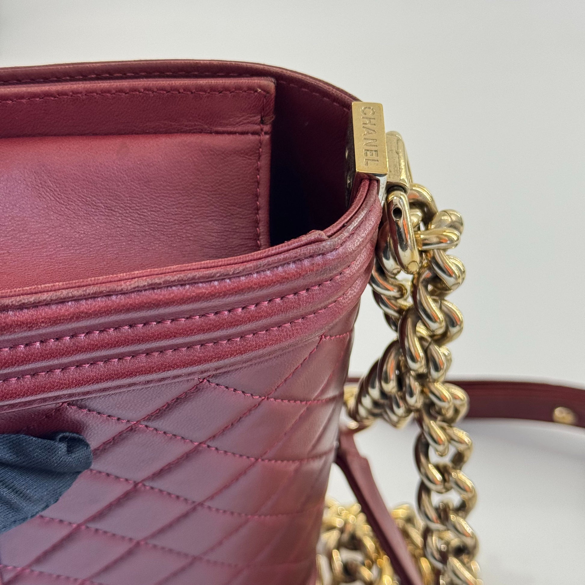 Chanel leboy Leather Burgundy - view 7