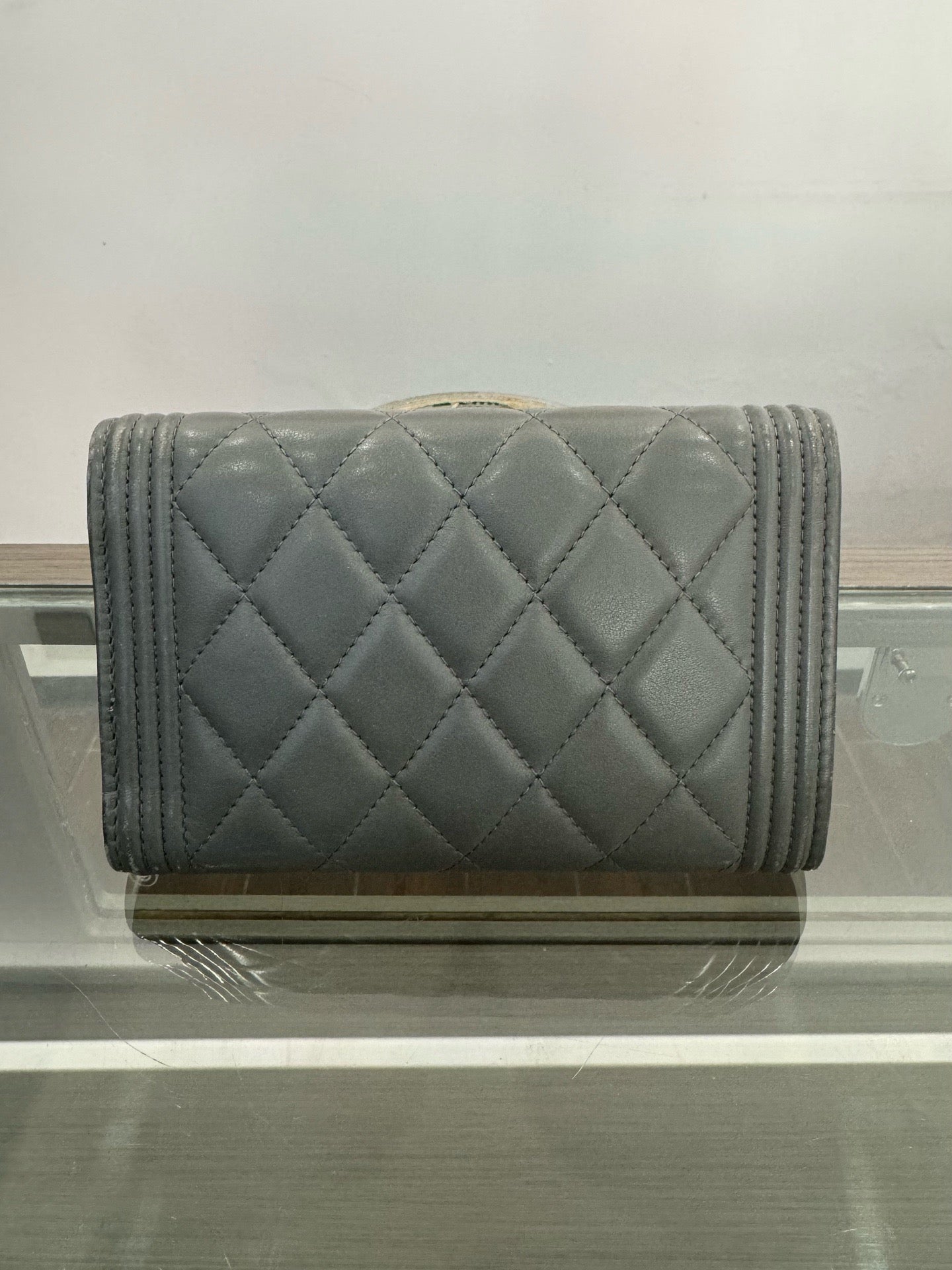 Chanel - Leboy Wallet Card Holder - Lambskin leather - Grey - (mini)