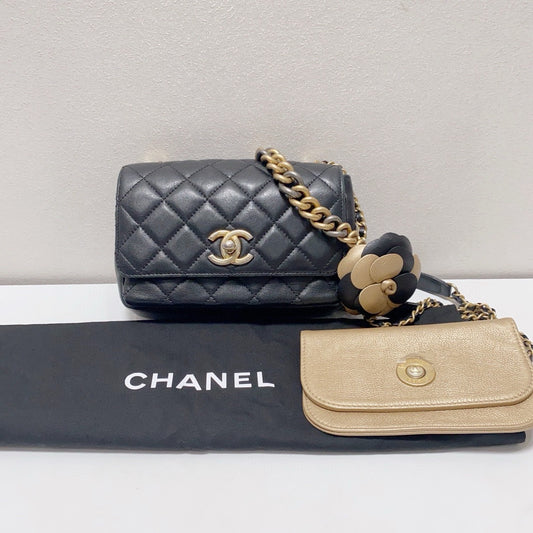 Chanel - Limited Edition Camellia Mini Rectangular Flap Bag - Lambskin leather - Black - (mini)