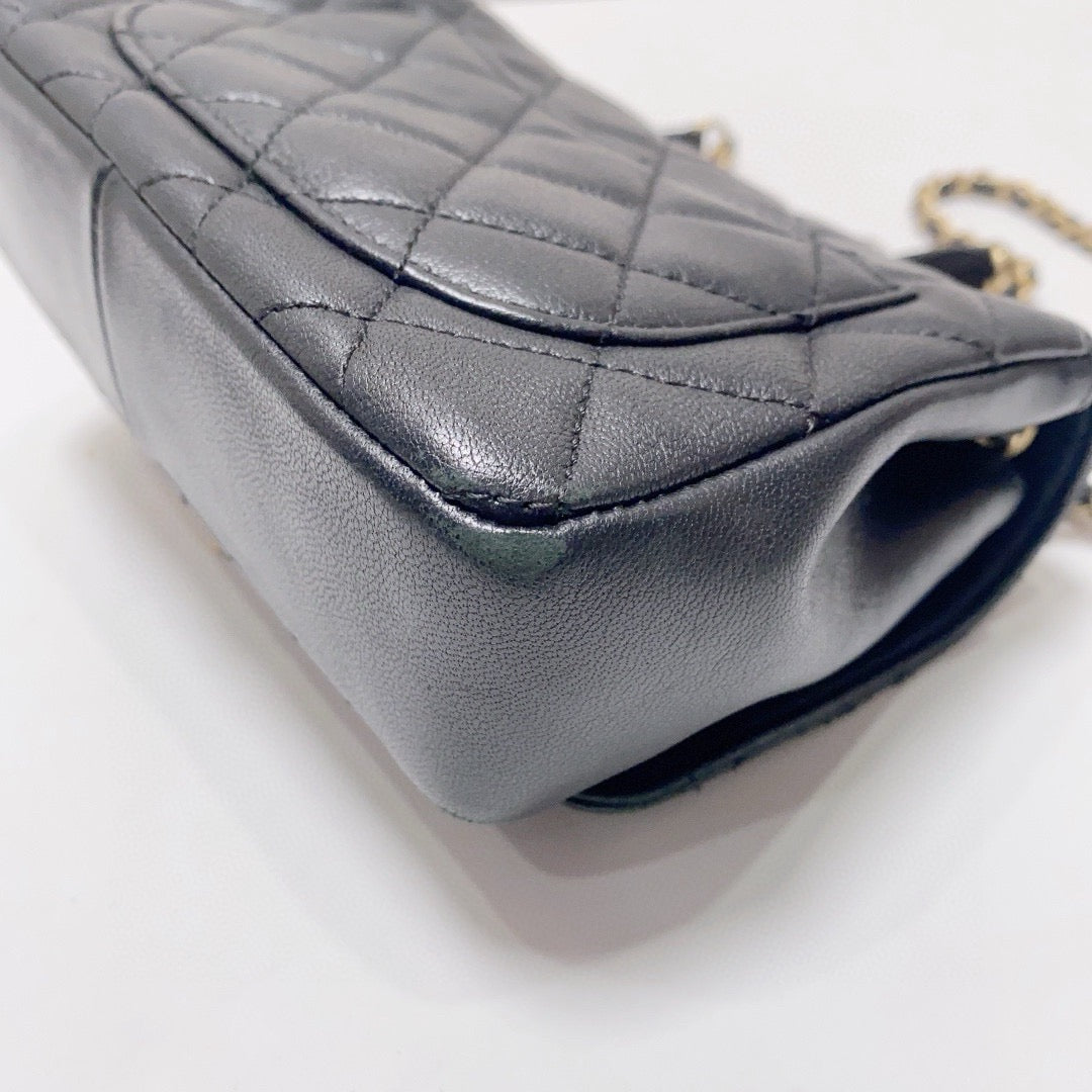 Chanel - Limited Edition Camellia Mini Rectangular Flap Bag - Lambskin leather - Black - (mini)