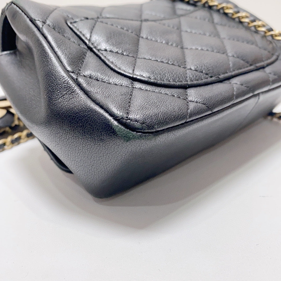 Chanel - Limited Edition Camellia Mini Rectangular Flap Bag - Lambskin leather - Black - (mini)
