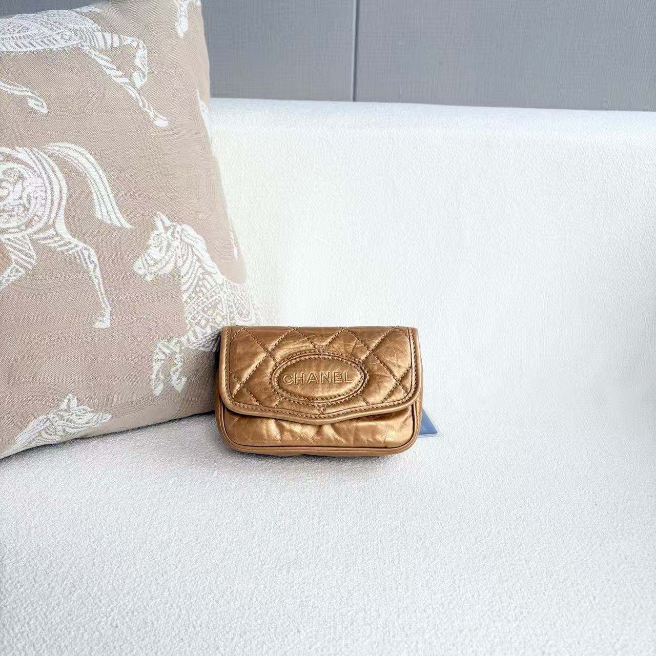 Chanel - Limited Edition Waist Bag - Oil wax leather - Champagne Gold with Gold-Tone and Silver-Tone Hardware - (mini)