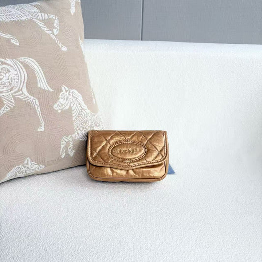 Chanel - Limited Edition Waist Bag - Oil wax leather - Champagne Gold with Gold-Tone and Silver-Tone Hardware - (mini)
