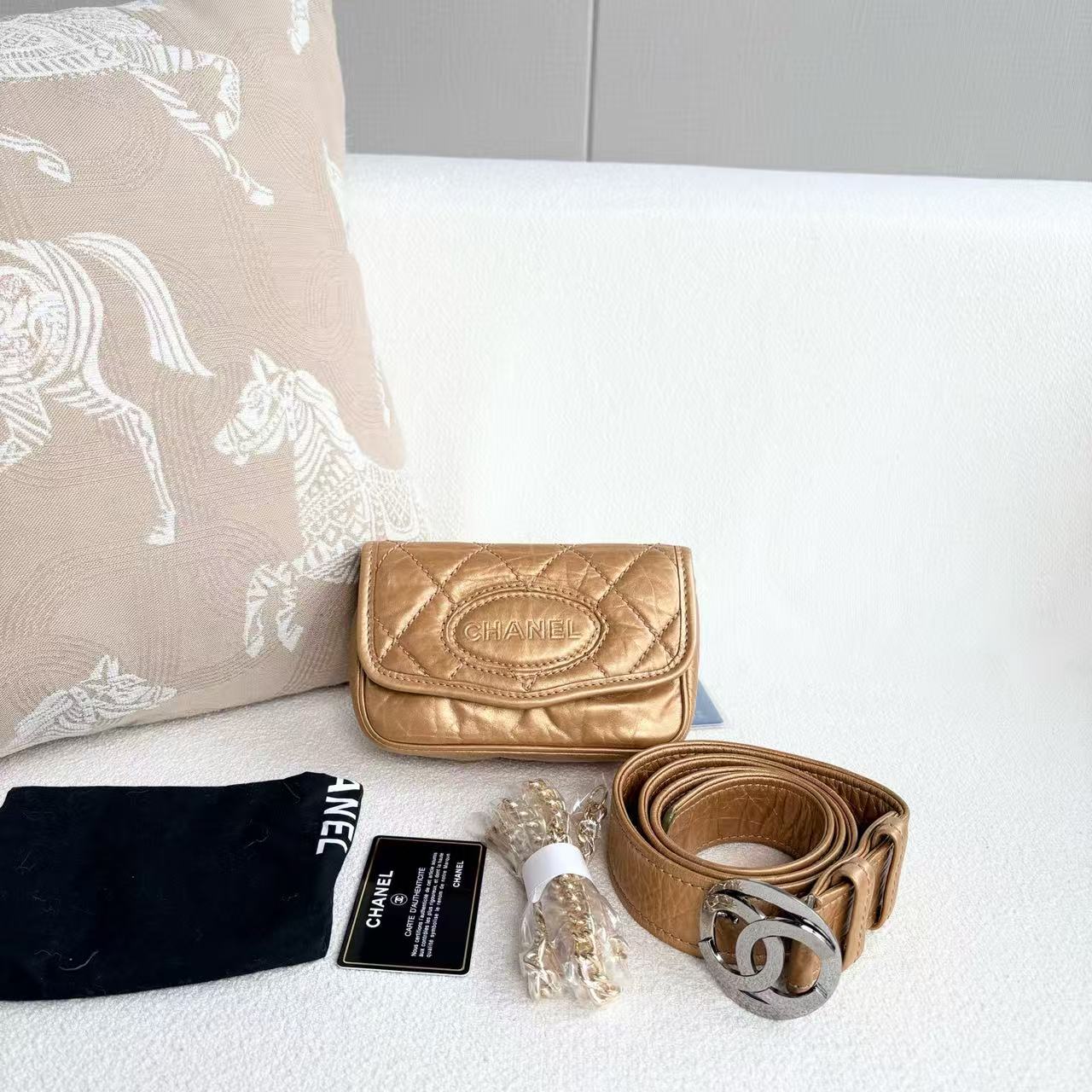Chanel - Limited Edition Waist Bag - Oil wax leather - Champagne Gold with Gold-Tone and Silver-Tone Hardware - (mini)