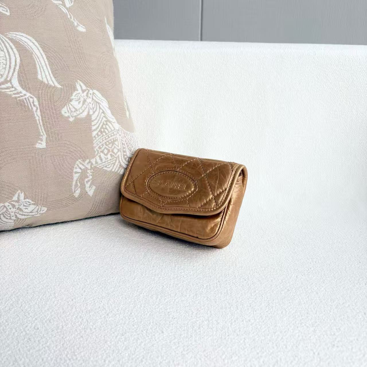 Chanel - Limited Edition Waist Bag - Oil wax leather - Champagne Gold with Gold-Tone and Silver-Tone Hardware - (mini)