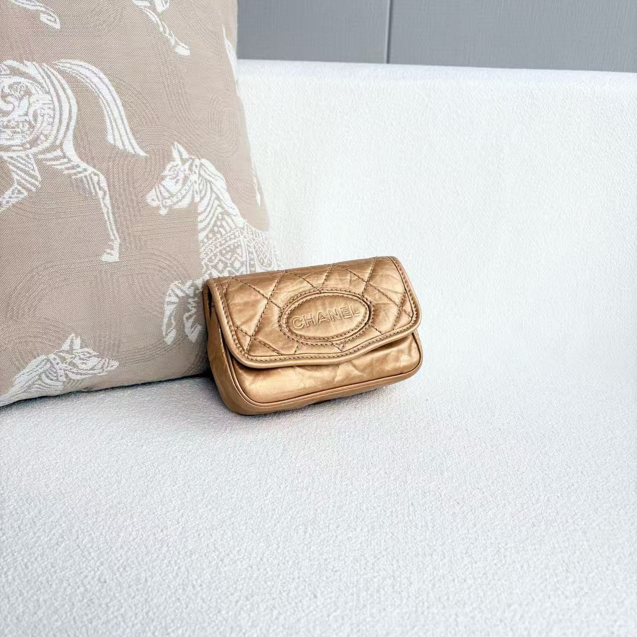 Chanel - Limited Edition Waist Bag - Oil wax leather - Champagne Gold with Gold-Tone and Silver-Tone Hardware - (mini)
