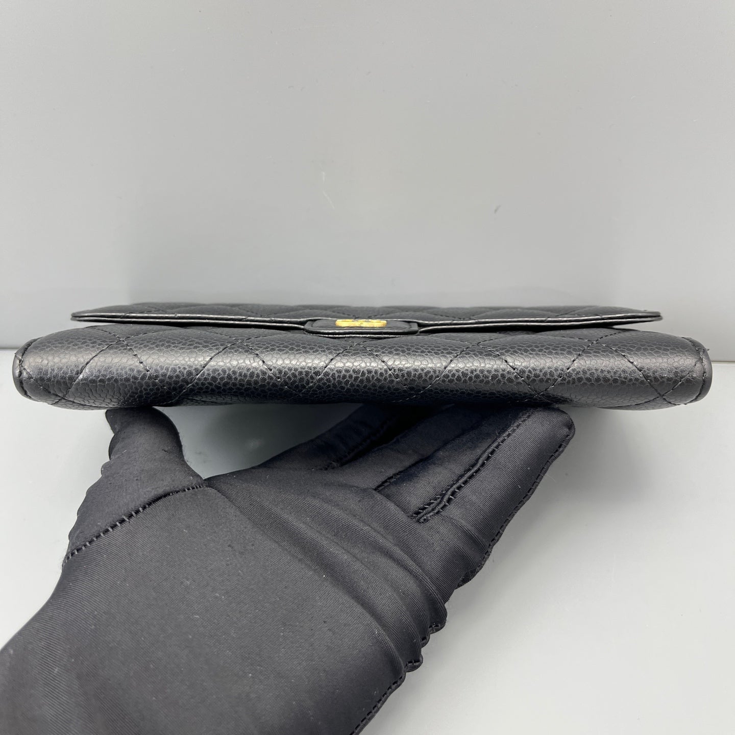 Chanel - Long Flap Wallet - Caviar leather - Black with Gold-Tone Hardware