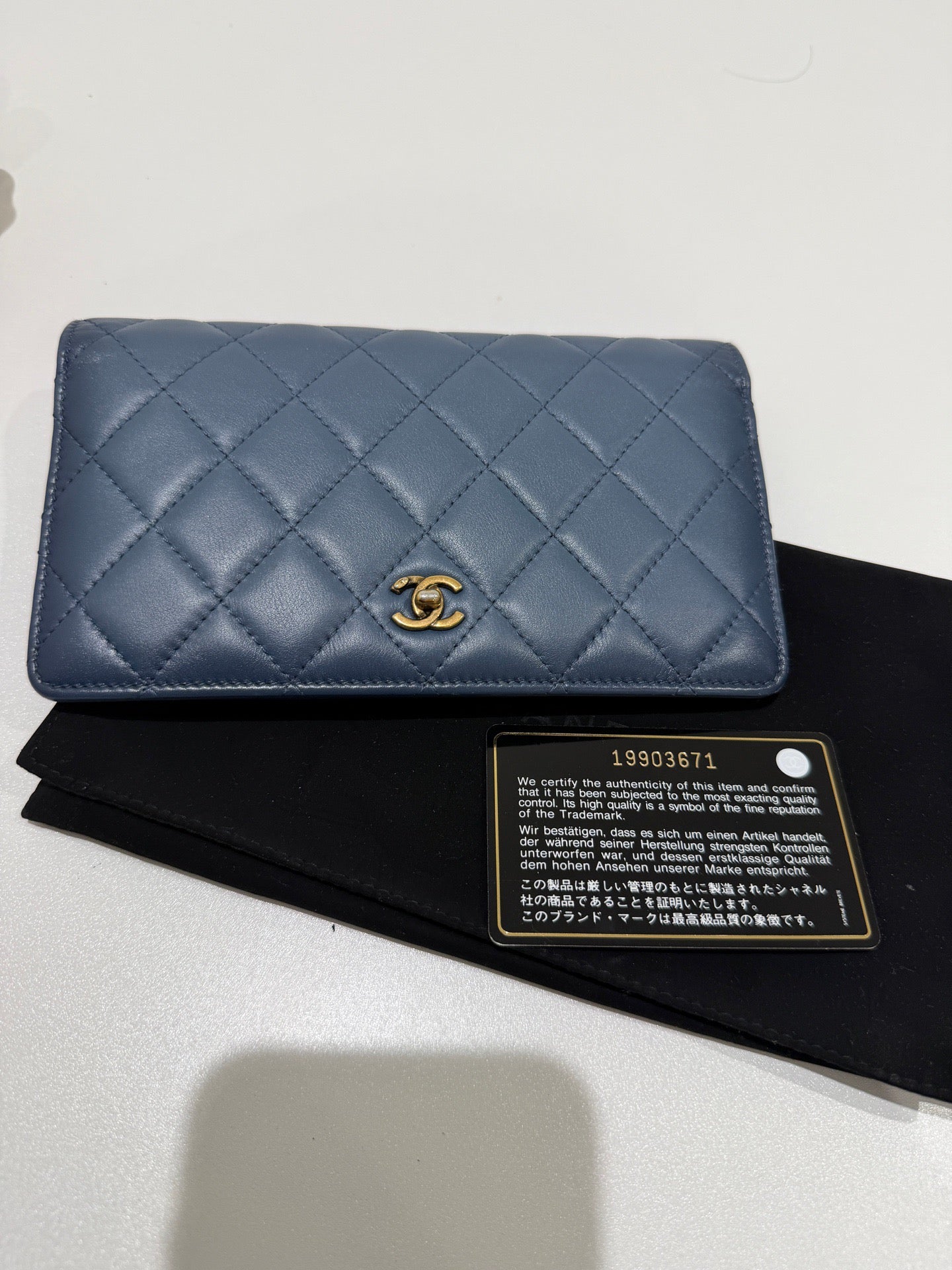 Chanel - Long Wallet - Leather - Blue