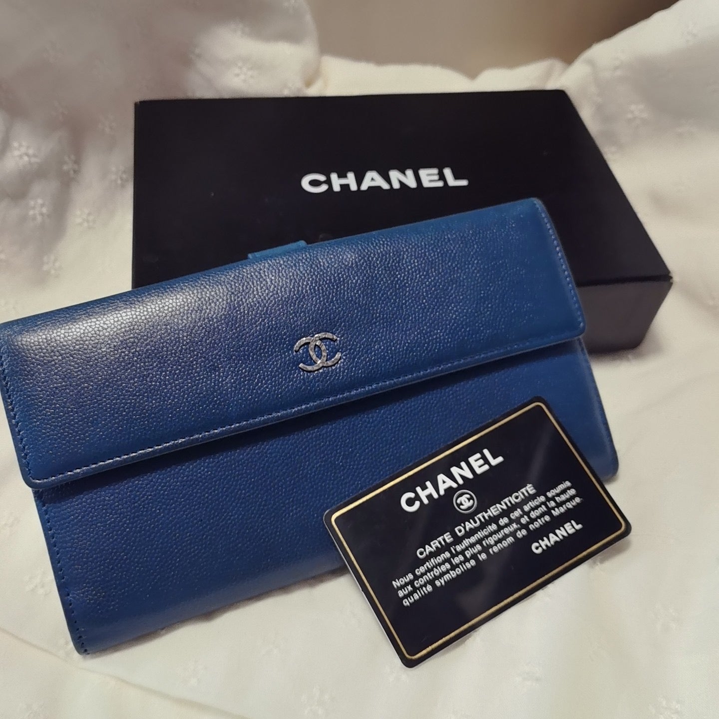 Chanel - Long Wallet - Leather - Blue - (N/A)