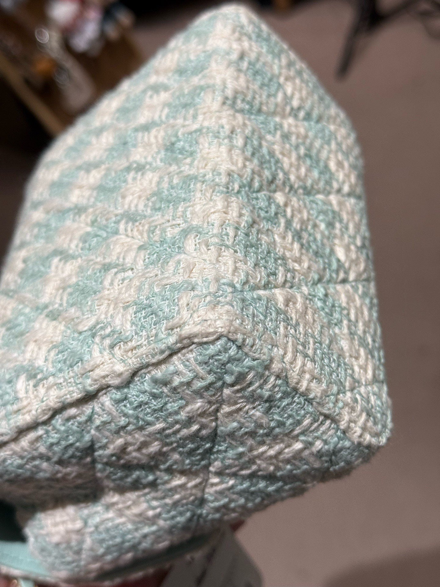 Chanel - Milk Box Chain Bag with Top Handle - Tweed and Leather - Mint Green and White with Light Gold-Tone Hardware - (mini)