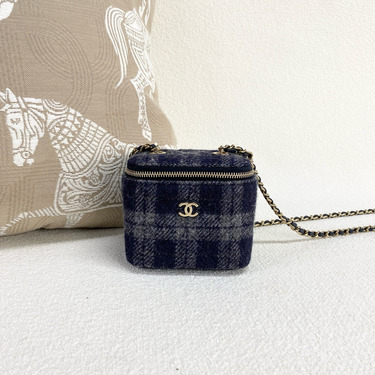 Chanel - Mini Box Bag - Tweed - Blue - (mini)