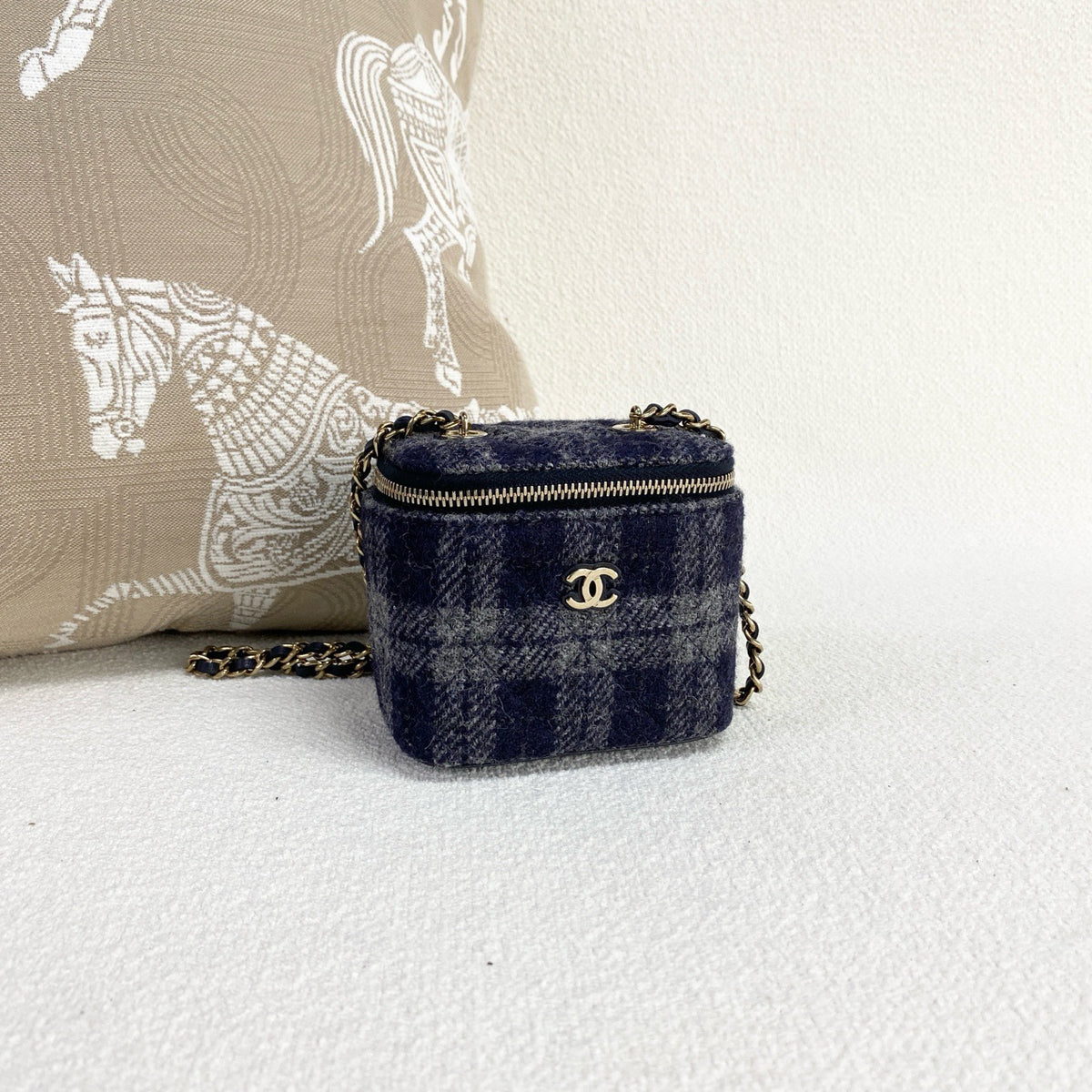 Chanel - Mini Box Bag - Tweed - Blue - (mini)
