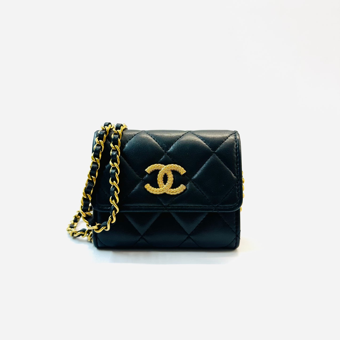 Chanel - Mini Chain Bag - Leather - Black