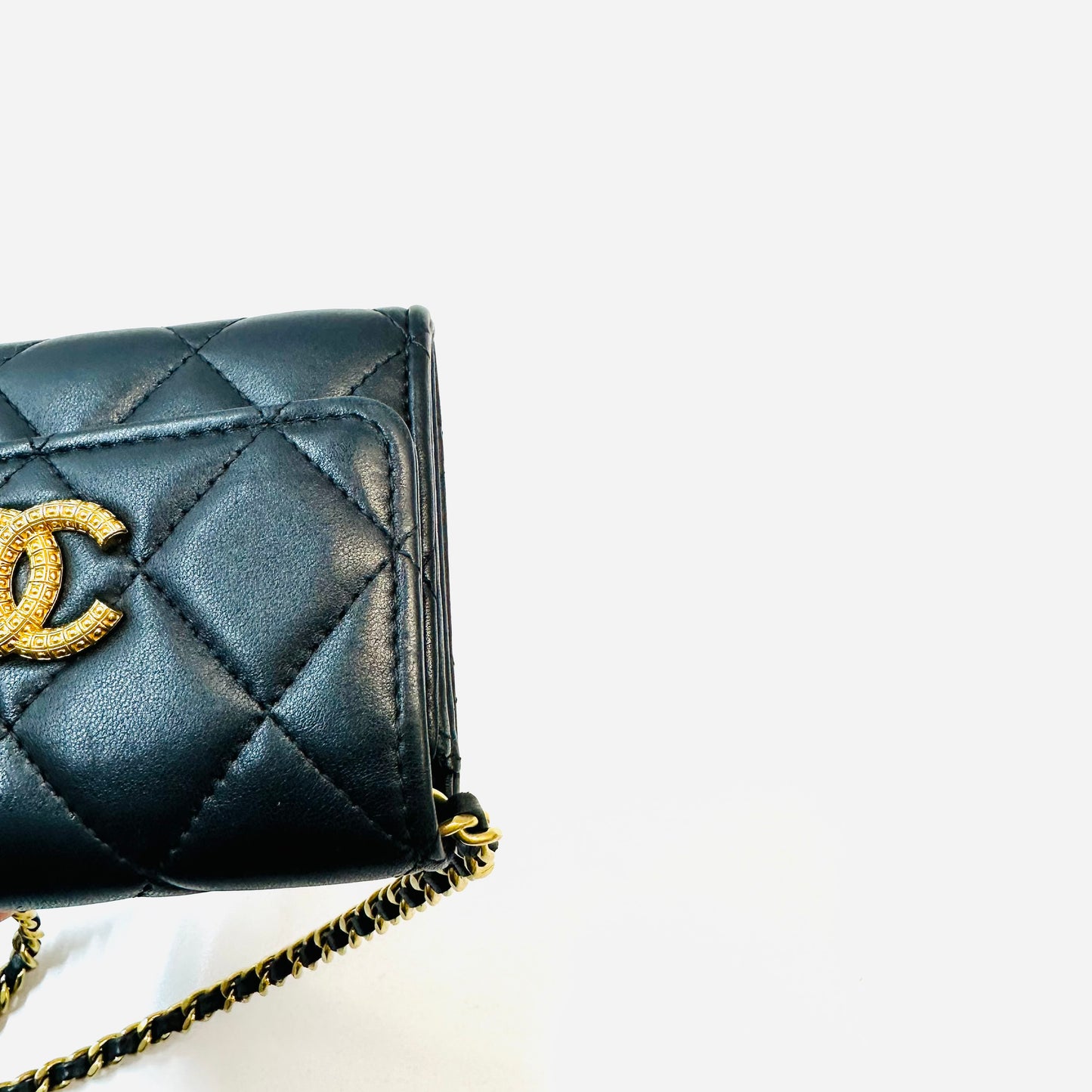 Chanel - Mini Chain Bag - Leather - Black