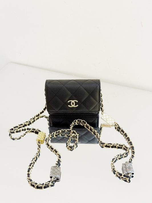 Chanel - Mini Chain Pouch - Caviar leather - Black - (mini)