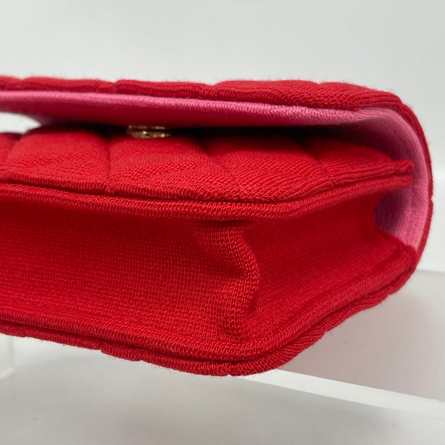 Chanel - Mini Flap Bag - Wool knit fabric - Red with Pink interior - (mini)
