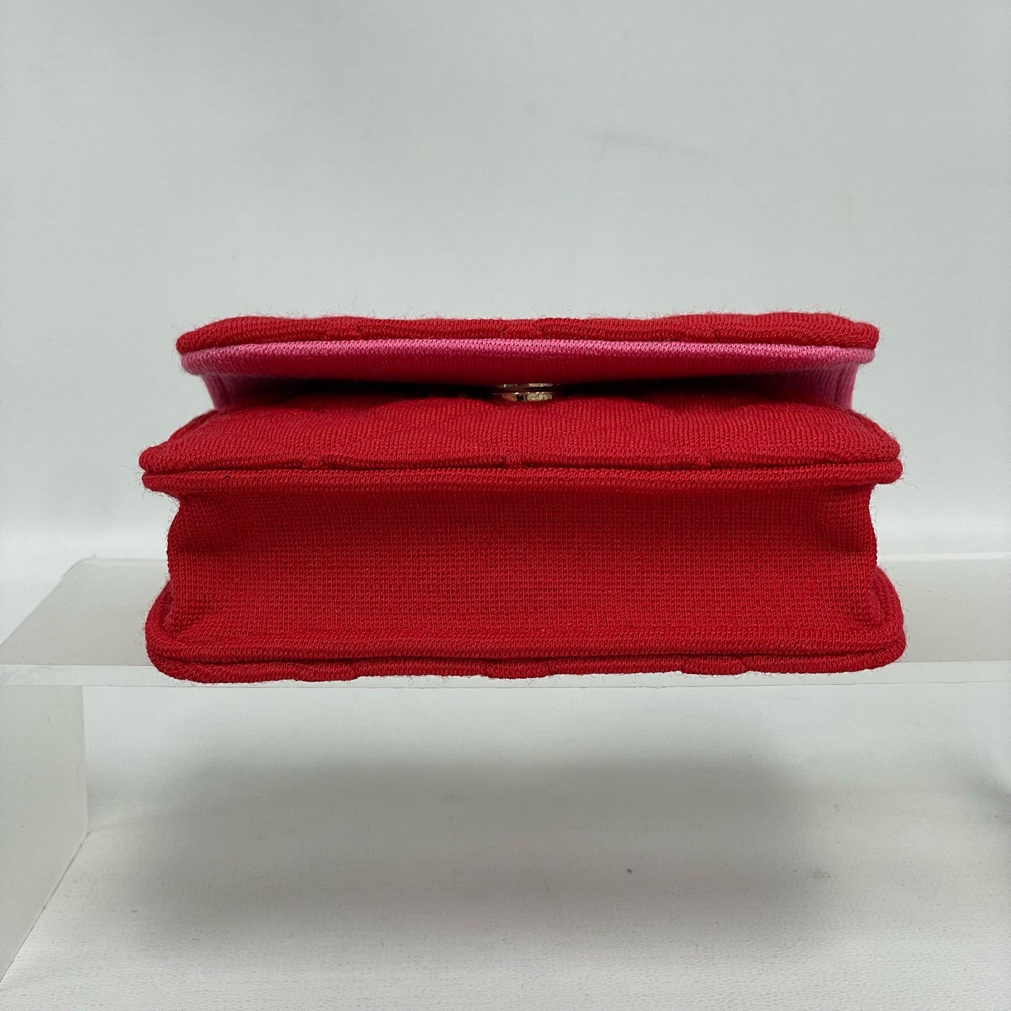Chanel - Mini Flap Bag - Wool knit fabric - Red with Pink interior - (mini)